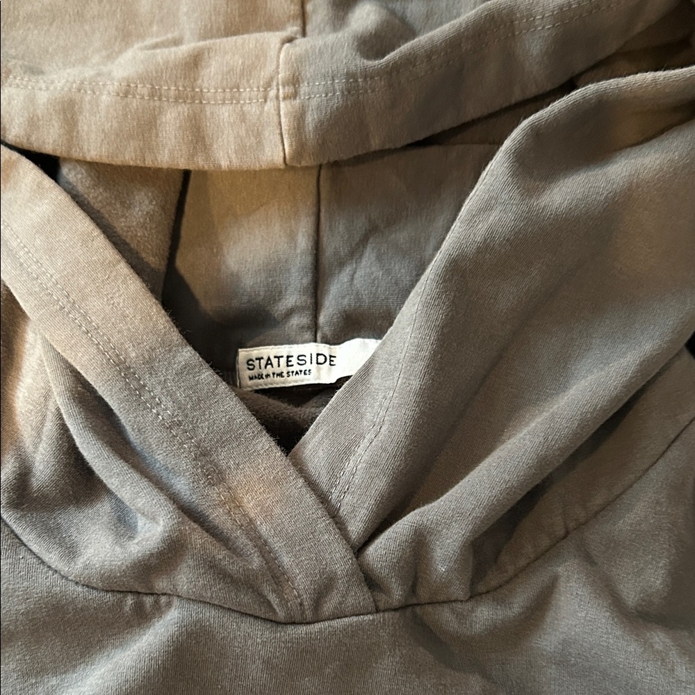 Stateside Gray Women's Funnel Neck Draw String Hoodie Top Size S - Picture 9 of 13